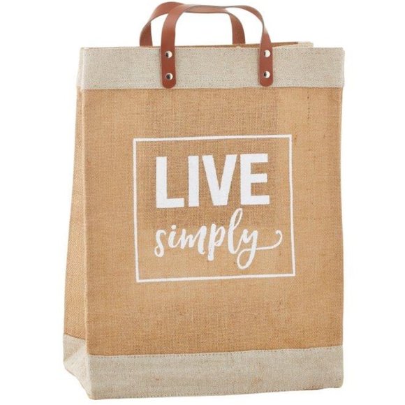 NWT Live Simply Inspirational Jute Market Tote Bag - 3 Bags - Picture 3 of 3